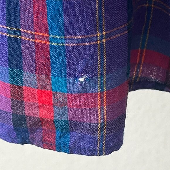 Pendleton 100% Wool Purple Plaid Flannel Button Up Vintage 90's Large - Picture 5 of 13